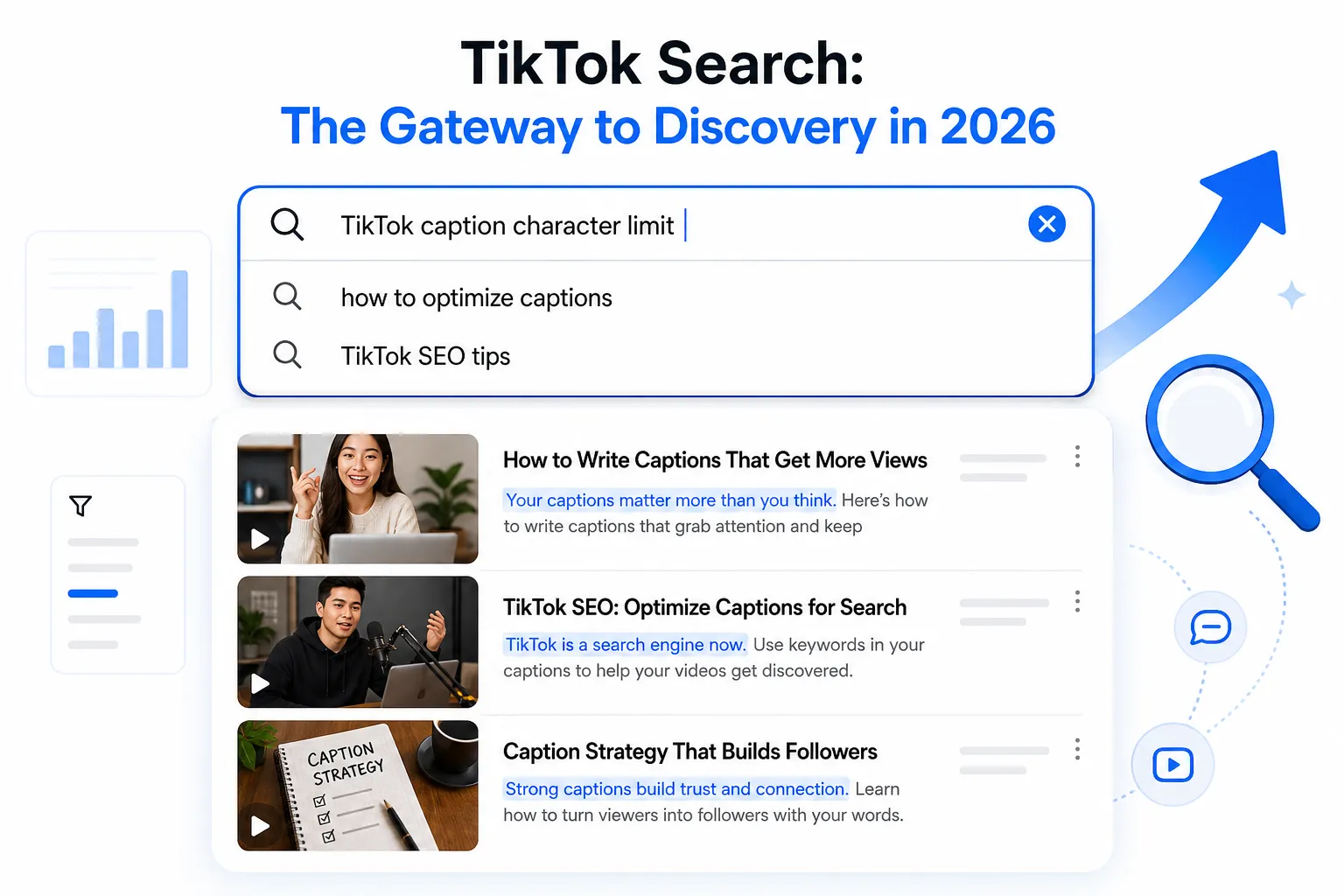 TikTok Search Interface: captions are now searchable content with discovery and ranking indicators
